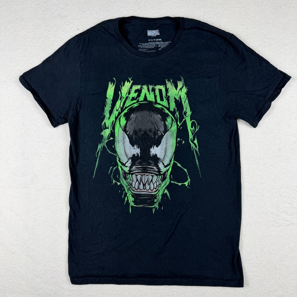 Marvel Venom Graphic T-Shirt Kids Small Black Neon Green Mad Engine Tee